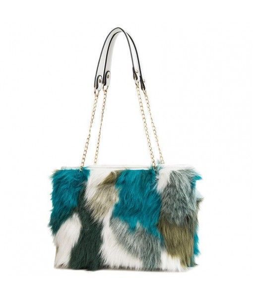 Autumn and winter Villi bag fashionable contrast fur shoulder bag chic chain Villi handbag