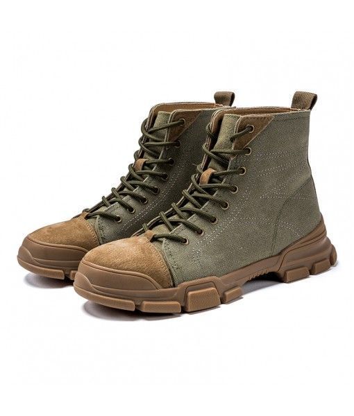 Hot Selling Non Slip Fashionable Canvas High Ankle Men Casual Outdoor Tooling Shoes Boots Man 
