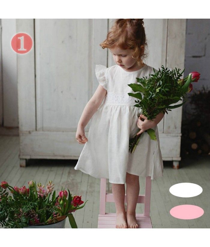 white linen baby dress