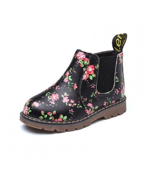 New Fashion Floral Flower Printing Kids Boots Baby Martin Boots Cute Girls Boots