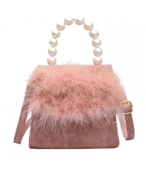 Fashion pink elegant lady clutch bag pearl handle woman handbag 