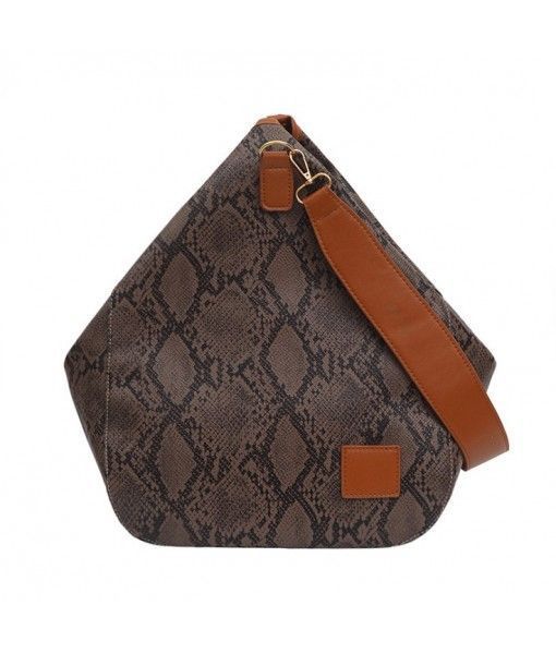 High Quality Fashion Snake Leather Women Casual Satchel Tote Bags Crocodile Print Boho Shoulder Brown Bag
