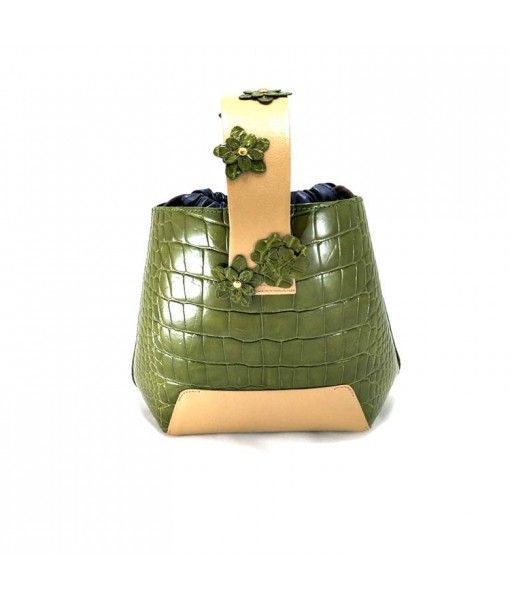 Crocodile and Calf Customizable Women Leather Bucket Bag