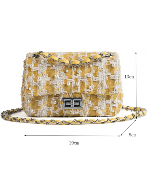 Pearl Chain Handbag Shoulder Messenger Small Square Bag 