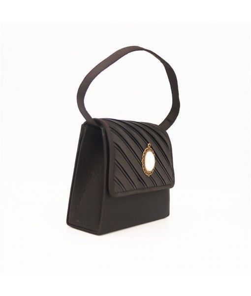 Vintage Mini Pearl black pu leather evening bag for ladies