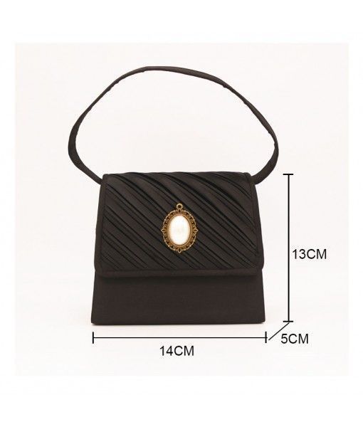 Vintage Mini Pearl black pu leather evening bag for ladies