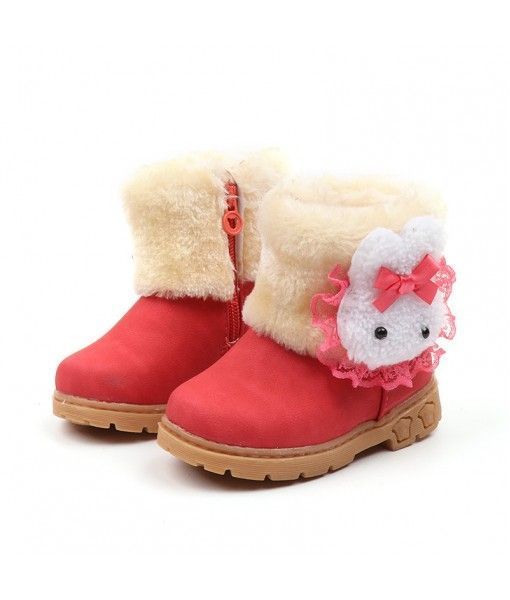 Hot selling cute rabbit girl snow boots kids shoes for winter 