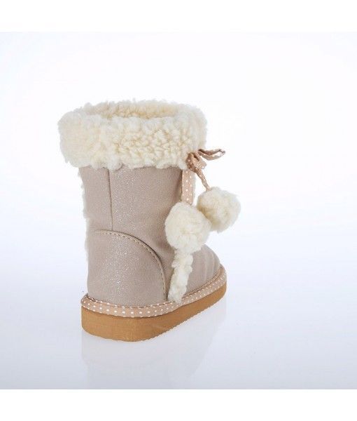 New Arrival Suede Casual Snow Boots For Kids with Fuzzy Ball 