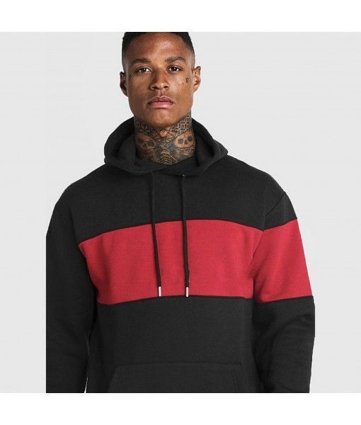 New hoodie color matching men's multi-color hooded sweatshirt men's two-color hoodie 