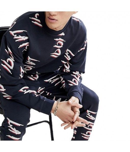 Oversized printed sweatsuit men tracksuit