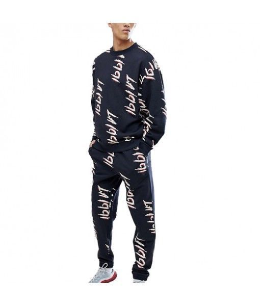 Oversized printed sweatsuit men tracksuit