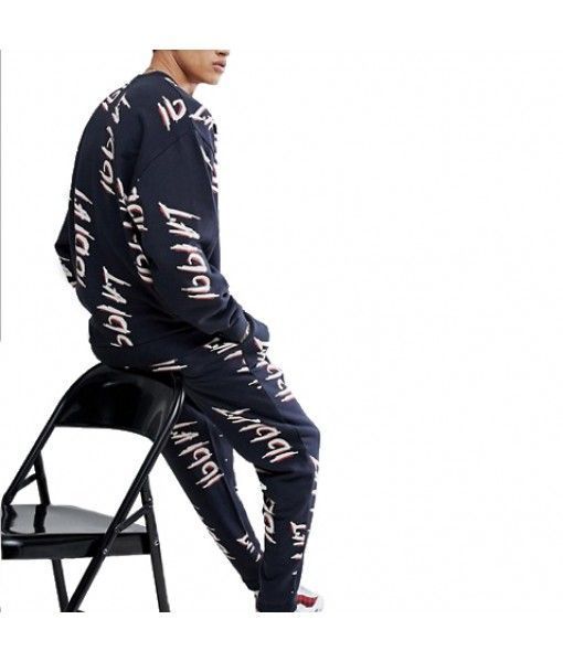 Oversized printed sweatsuit men tracksuit