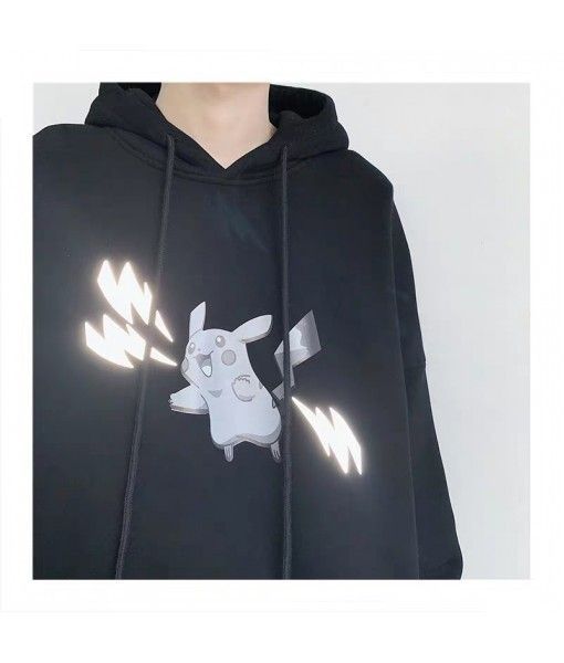 Reflective pattern oversize fitness men's hoodies  