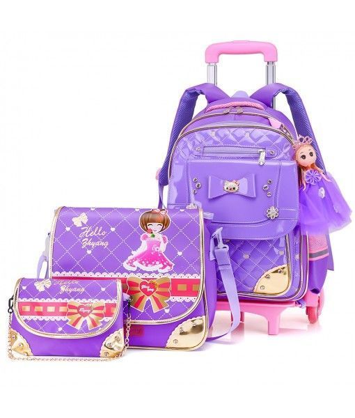 3 in 1 set school bag kids trolley luggage school bags for girls