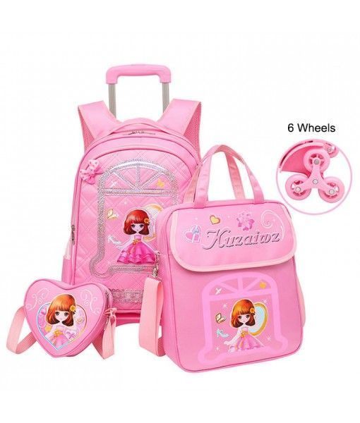 3PCS children school bag set fashion kids primary school wheeled bag 