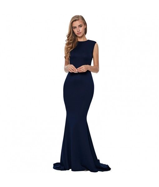 Fashion style blue Ruffled Poncho Shiny Off Shoulder Party wear Gown evening dress women
