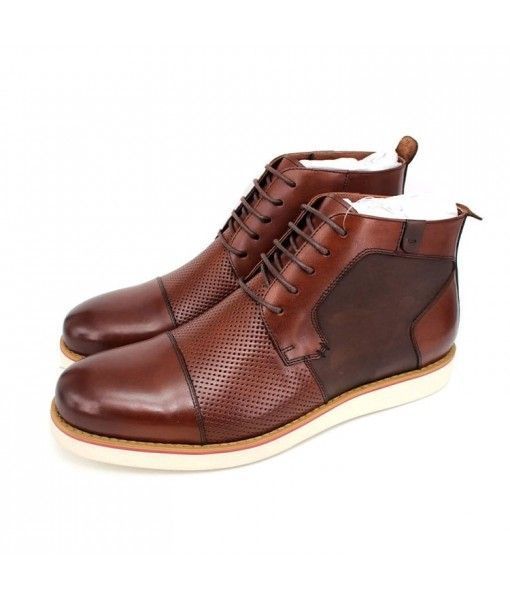 High quality winter ankle leather shoes casual brown boots for men