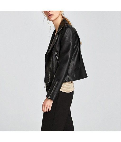 Black faux ladies leather jacket