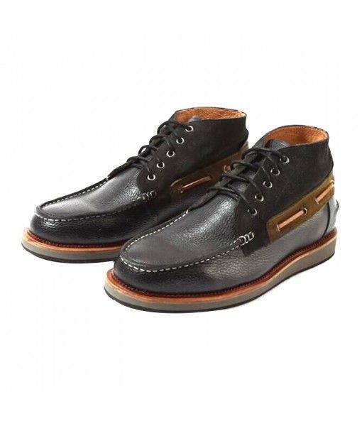 Hot selling comfortable mens black leather high cut shoes