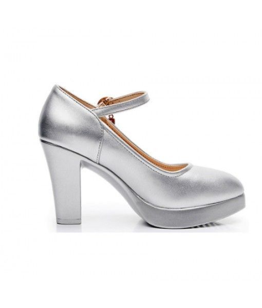 New Style Fashion Women Shoes Pumps Microfiber Round Toe Chunky Heel Ladies Shoe Small Size Wholesale Nightclub Sexy High Heel