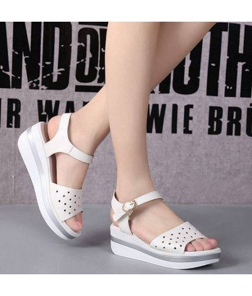 2019 spring and summer Roman women's sole leather sandals women's fish muffins flat slope with women's shoes