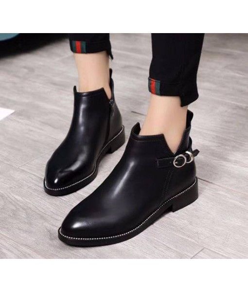 Wenzhou Peishang love 2019 winter new thick with Martin boots women low heel zipper Chelsea plus cashmere wetsuit tide