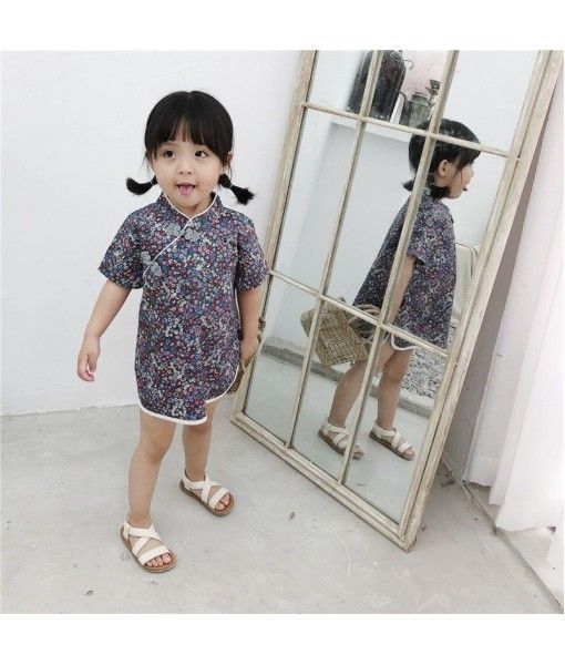 Caviar kids' 2019 summer 0-5-year-old girl's national style flower Qipao
