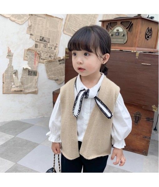 2019 caviar children's 0-5-year-old girl's jacquard embroidery collar shirt bubble sleeve cotton shirt