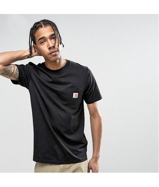 Men's fashion brand American hip hop, Europe and America ins net red card special agent basic solid color label Cotton Short Sleeve T-Shirt