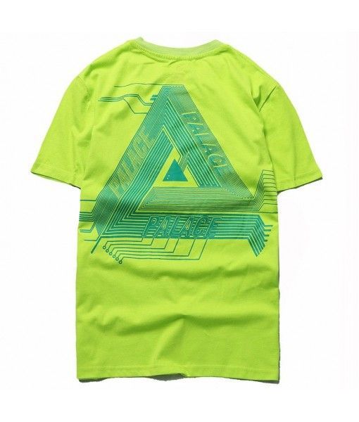 Men's fashion brand American hip hop skateboard European and American Palace triangle circuit board printed cotton short sleeve T-shirt