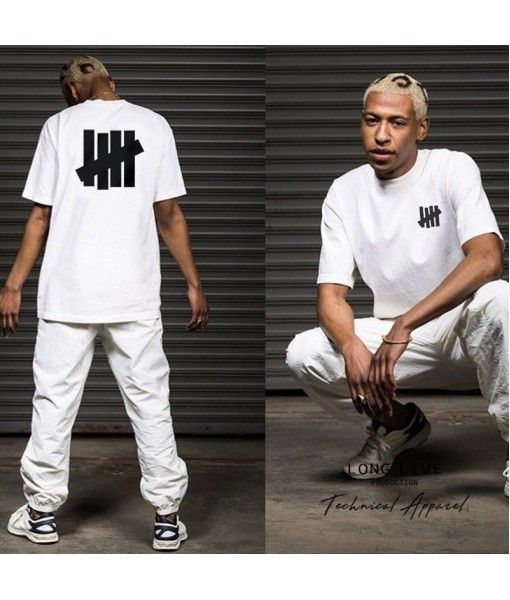 Men's fashion hip hop fashion ins net red Edison undefeated five bar skateboard short sleeve T-shirt