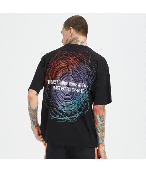 Pure cotton printing 2020 fashion brand round neck loose short sleeve men's casual T-shirt fashion large plus fat T-shirt