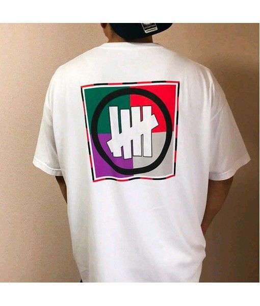 Men's fashion brand American hip hop skateboard European and American five bar color square pure cotton short sleeve T-shirt