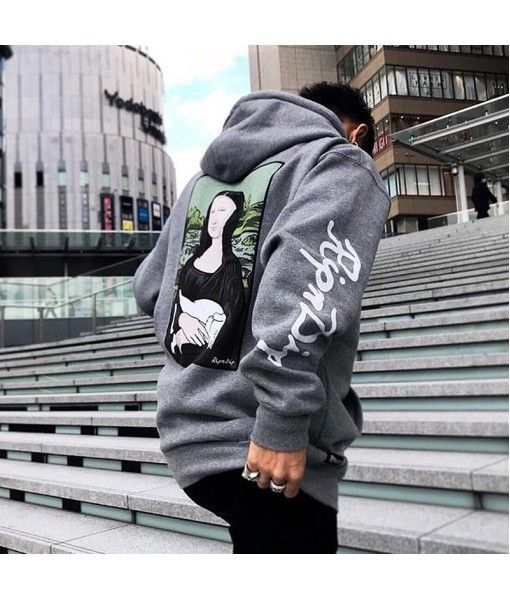 Men's fashion brand European and American hip hop ins net red same middle finger cat base cat ripndip Plush hooded sweater coat