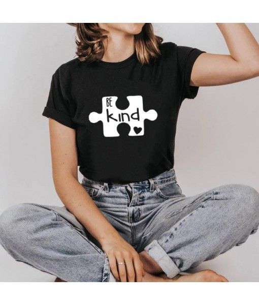 Goods in stock! Be kind foreign trade women's T-shirt European and American women's wear wise Amazon popular cross border women's T-shirt
