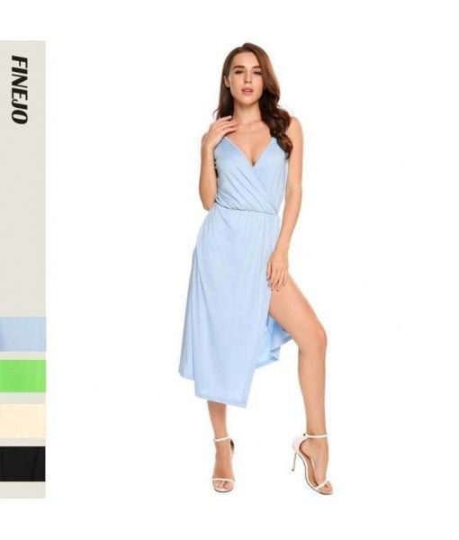 Stock Amazon eBay wish hot dress V-neck slit sexy suspender dress for cross-border exclusive use