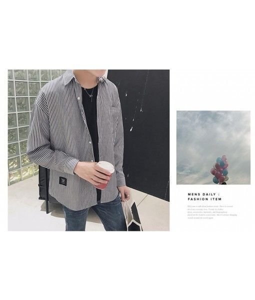 Autumn new loose long-sleeved striped shirt