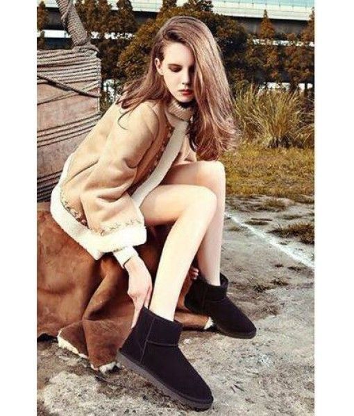 Wenzhou Ge Lanyi 2019 winter new frosted leather snow boots women short tube flat warm thick leather cotton boots