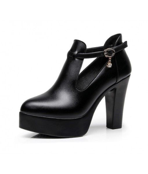 Sexy Female Office Shoes Party High Heels Genuine Leather Round Toe Lady Heels Shoes Small Size Women Work Shoes