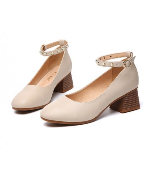 New Arrival Work Shoes Microfiber Square Toe Chunky Heel Ladies Dress Shoes Pumps Small Size Office Shoes