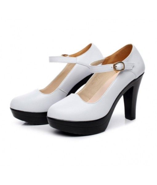 Microfiber Round Toe Chunky Heel Women Shoes Platform Pumps Casual Office Shoes For Women High Heel Shoes
