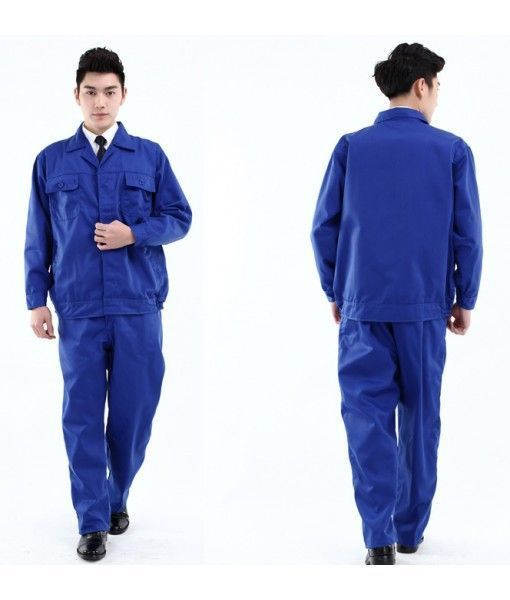 Blue cotton long sleeved factory workers' working uniforms