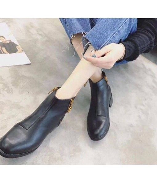 Wenzhou Dumia 2019 winter new thick with Martin boots female metal side zipper warm thick plus velvet boots
