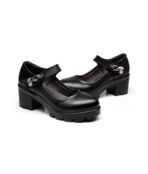 Women Dress Shoes Microfiber Round Toe Chunky Platform Comfort Shoes Wholesale Ladies Work Shoes