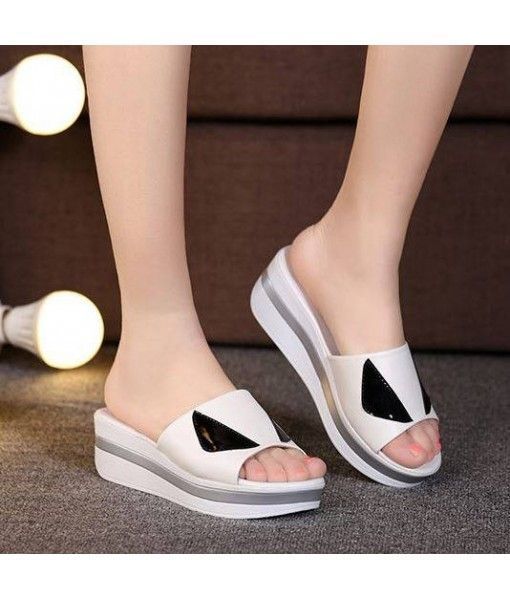Europe and the United States in 2019 summer new cool sandals women's leather platform shoes with a sloping tip 41-43 sandals tide