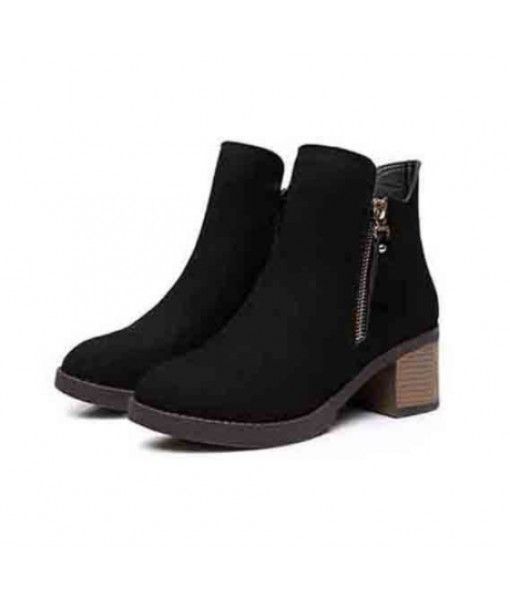 Women Classic Winter Boots Round Toe Chunky Heel Ankle Boots Wholesale Big Size Women Footwear
