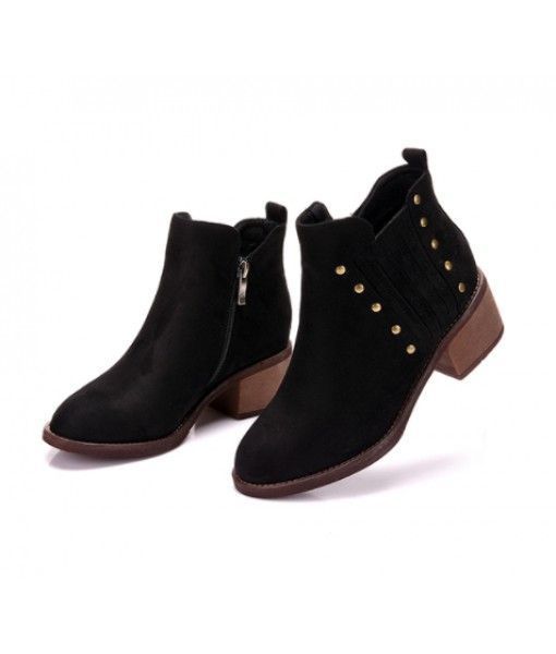 Women's Shoes 2019 Winter footwear Flocking Ankle Boots American Style Shoes Ladies Chunky Heel Ankle Boots Small Size