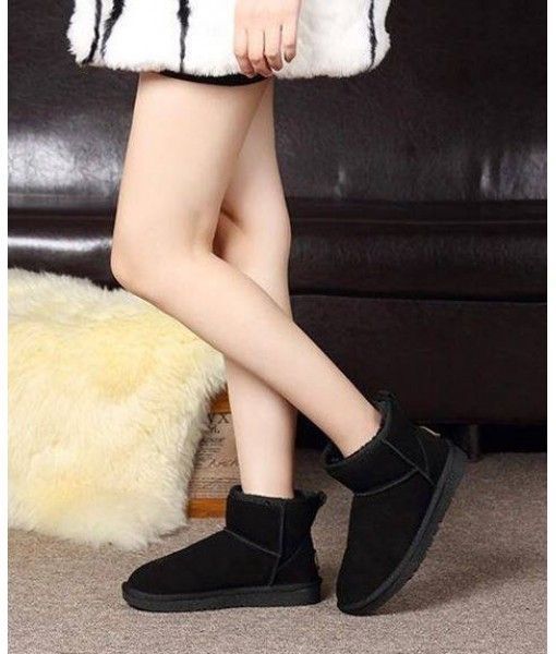 Wenzhou Ge Lanyi 2019 winter new frosted leather snow boots women short tube flat warm thick leather cotton boots
