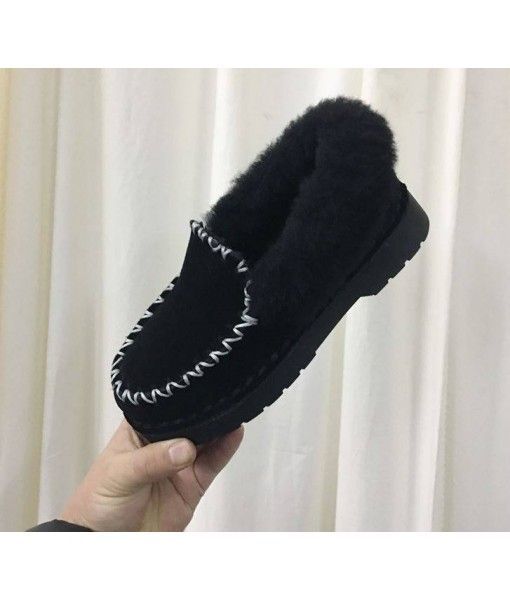 Wenzhou cocoa code 2019 winter new matte leather wool snow boots soft bottom warm cotton boots tide
