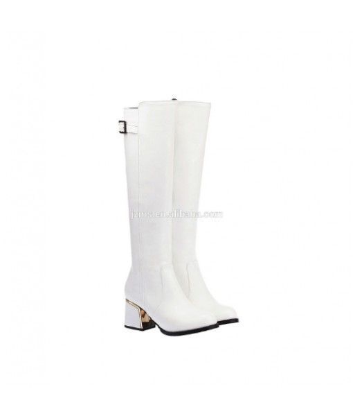 Jamron Women Cheap High Heel PU Leg Boots With Warm Plush Lining